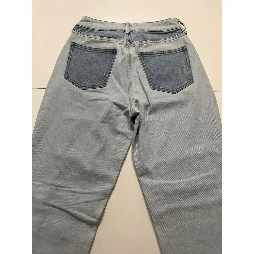 PACSUN Eco Hopper Patch Mom Jeans  Size 24 Light Wash High Rise Straight Leg NWT - Picture 3 of 12